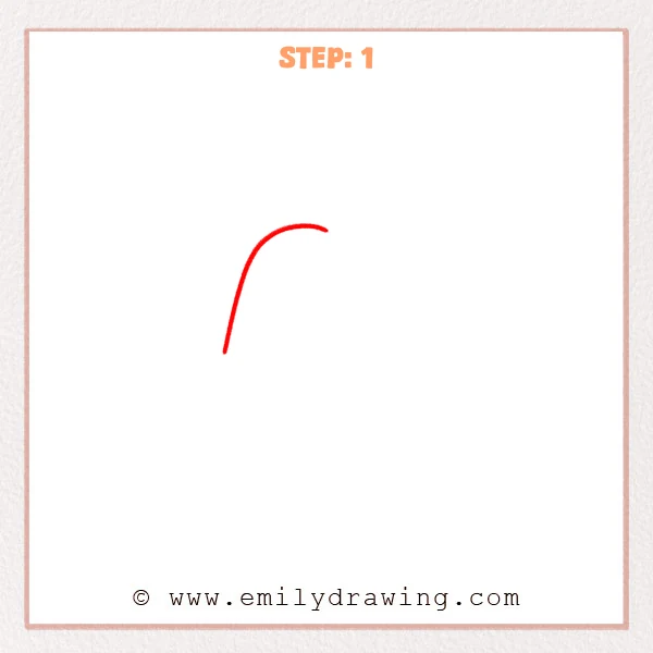 how to draw a cartoon cowboy hat - A first sketch line forming the tall curved side of a cartoon cowboy hat crown, with a slightly rounded top.